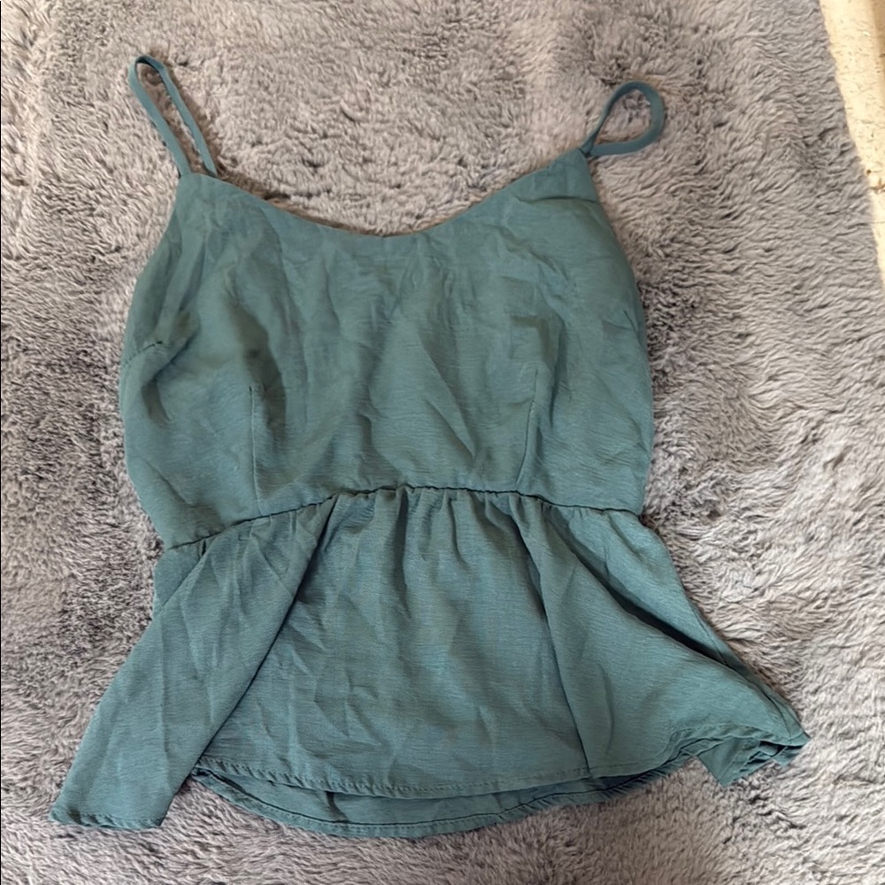 Monteau Blue Peplum Camisole Tank Top